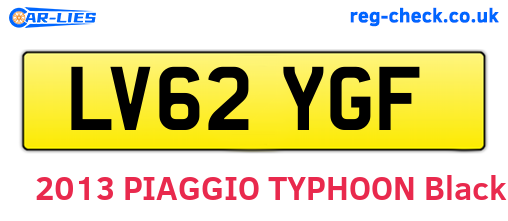 LV62YGF are the vehicle registration plates.