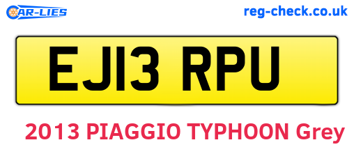 EJ13RPU are the vehicle registration plates.