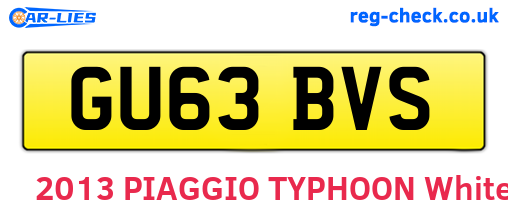 GU63BVS are the vehicle registration plates.