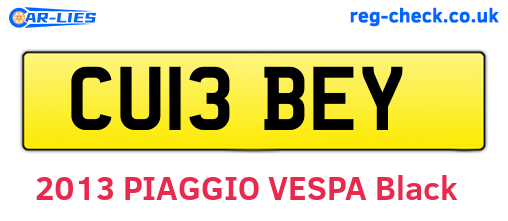 CU13BEY are the vehicle registration plates.