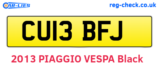 CU13BFJ are the vehicle registration plates.