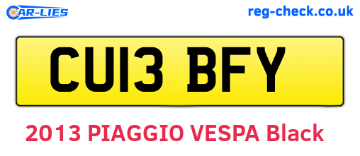CU13BFY are the vehicle registration plates.