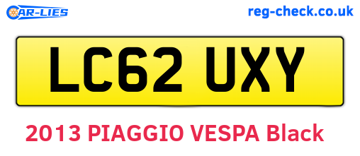 LC62UXY are the vehicle registration plates.