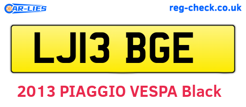 LJ13BGE are the vehicle registration plates.
