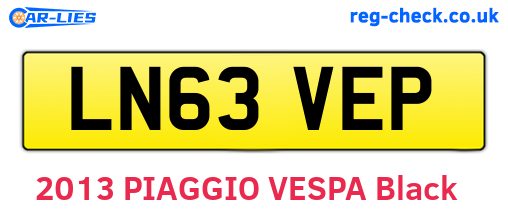 LN63VEP are the vehicle registration plates.