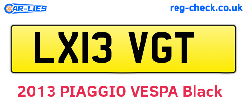 LX13VGT are the vehicle registration plates.