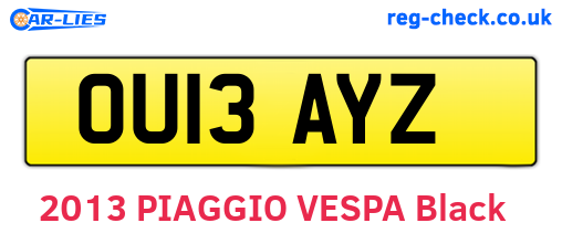 OU13AYZ are the vehicle registration plates.