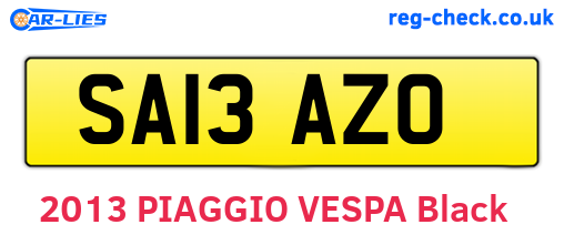 SA13AZO are the vehicle registration plates.