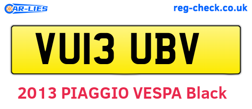 VU13UBV are the vehicle registration plates.