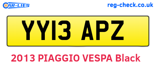 YY13APZ are the vehicle registration plates.