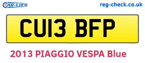 CU13BFP are the vehicle registration plates.