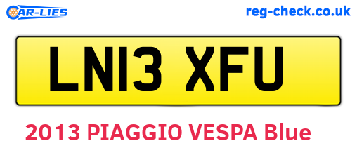 LN13XFU are the vehicle registration plates.
