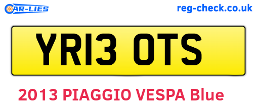 YR13OTS are the vehicle registration plates.