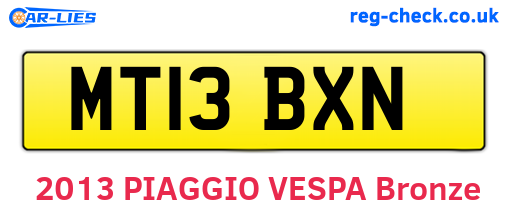 MT13BXN are the vehicle registration plates.