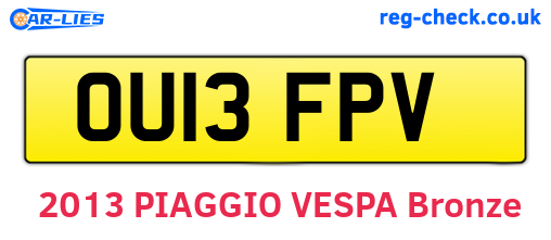 OU13FPV are the vehicle registration plates.