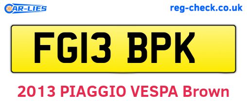 FG13BPK are the vehicle registration plates.