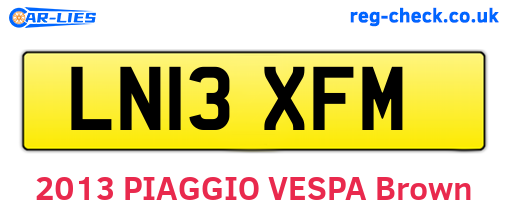 LN13XFM are the vehicle registration plates.