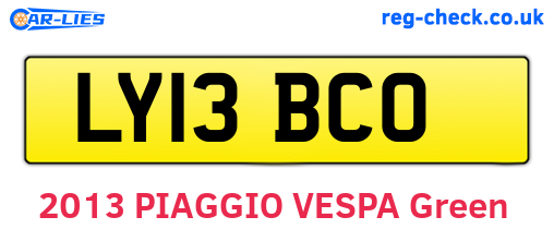 LY13BCO are the vehicle registration plates.