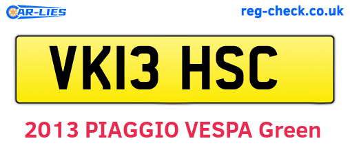 VK13HSC are the vehicle registration plates.