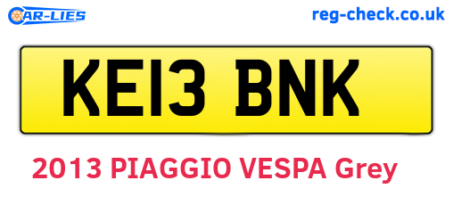 KE13BNK are the vehicle registration plates.