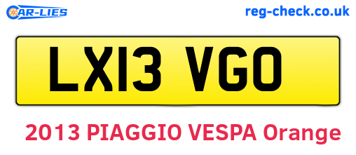 LX13VGO are the vehicle registration plates.
