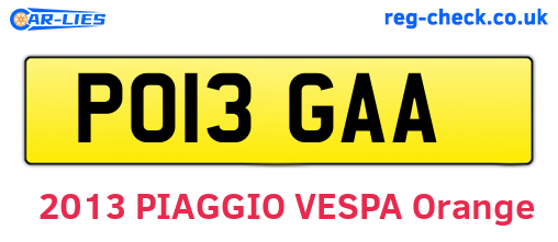PO13GAA are the vehicle registration plates.