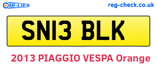 SN13BLK are the vehicle registration plates.