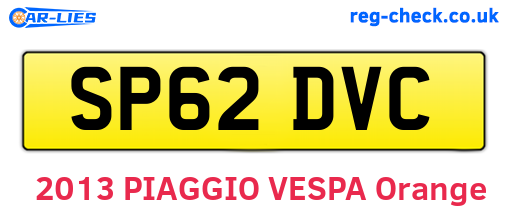 SP62DVC are the vehicle registration plates.