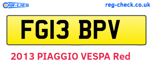 FG13BPV are the vehicle registration plates.