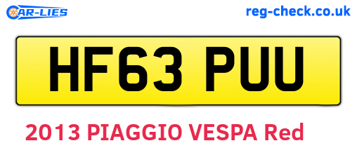 HF63PUU are the vehicle registration plates.