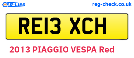 RE13XCH are the vehicle registration plates.