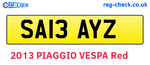 SA13AYZ are the vehicle registration plates.