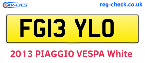 FG13YLO are the vehicle registration plates.