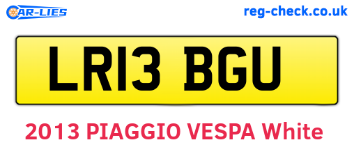 LR13BGU are the vehicle registration plates.