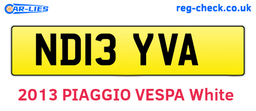 ND13YVA are the vehicle registration plates.