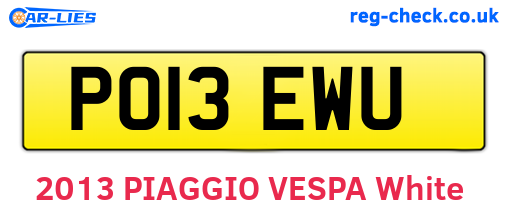 PO13EWU are the vehicle registration plates.