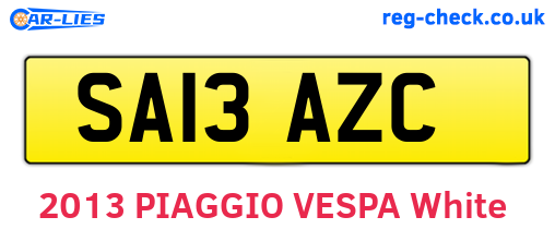 SA13AZC are the vehicle registration plates.