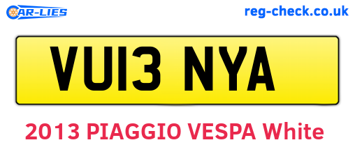 VU13NYA are the vehicle registration plates.