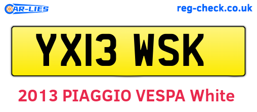 YX13WSK are the vehicle registration plates.