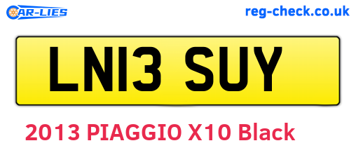 LN13SUY are the vehicle registration plates.