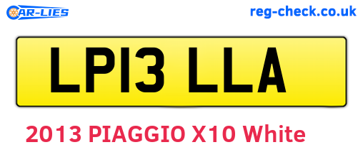 LP13LLA are the vehicle registration plates.