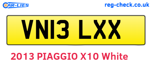 VN13LXX are the vehicle registration plates.