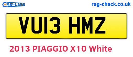 VU13HMZ are the vehicle registration plates.