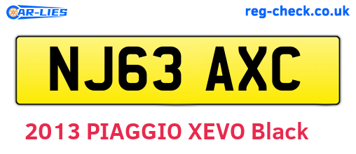 NJ63AXC are the vehicle registration plates.