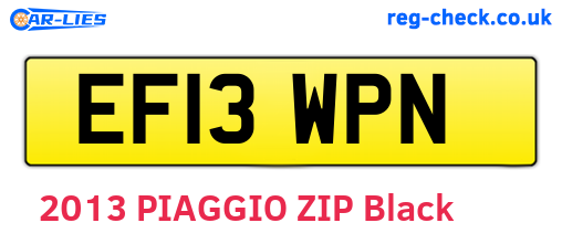 EF13WPN are the vehicle registration plates.