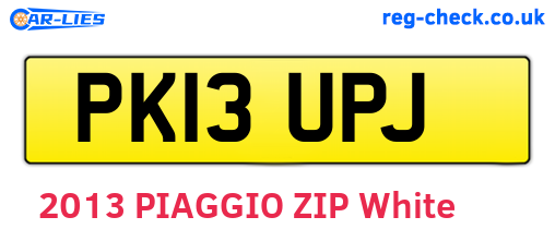 PK13UPJ are the vehicle registration plates.