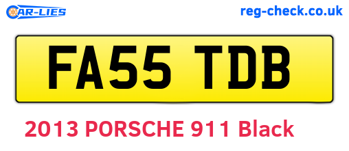 FA55TDB are the vehicle registration plates.