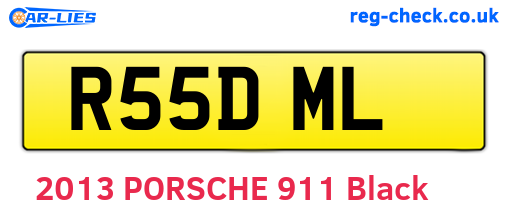 R55DML are the vehicle registration plates.