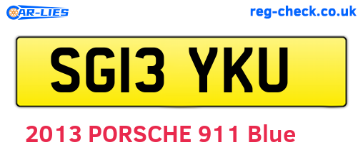 SG13YKU are the vehicle registration plates.