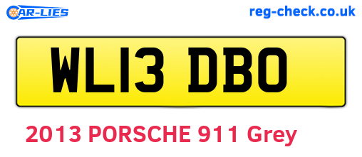 WL13DBO are the vehicle registration plates.